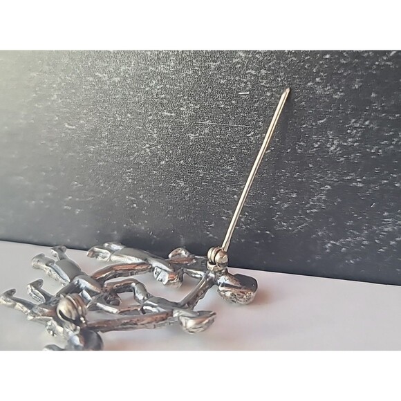 925 Sterling Silver Children Holding Hands Brooch Vintage - Picture 9 of 10